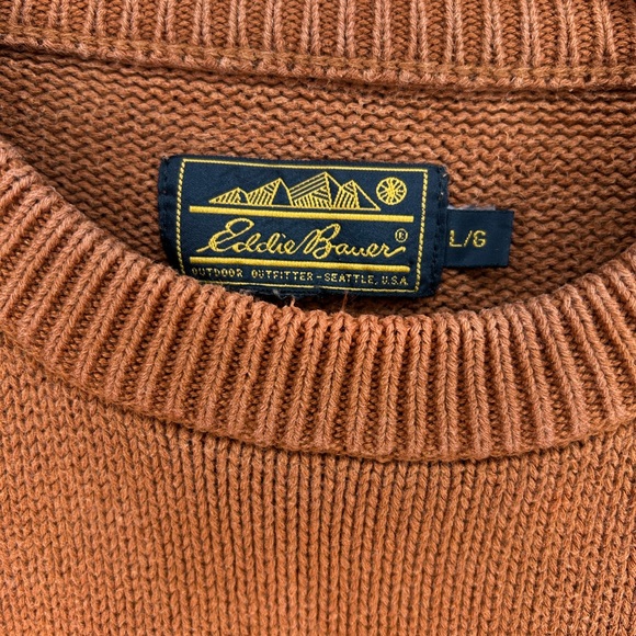Vintage Eddie Bauer Burnt Orange Shaker Stitch Sweater - Picture 2 of 3